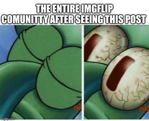 Squidward | THE ENTIRE IMGFLIP COMMUNITY AFTER SEEING THIS POST | image tagged in squidward | made w/ Imgflip meme maker