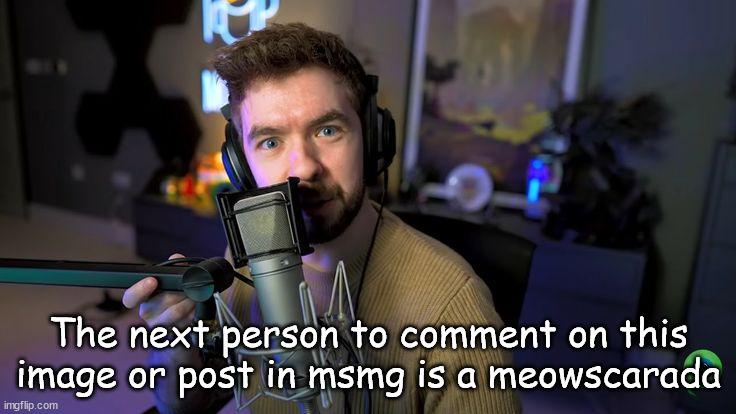 Jacksepticeye | The next person to comment on this image or post in msmg is a meowscarada | image tagged in jacksepticeye | made w/ Imgflip meme maker