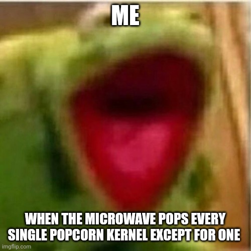 One kernel... It popped all but one!!! | ME; WHEN THE MICROWAVE POPS EVERY SINGLE POPCORN KERNEL EXCEPT FOR ONE | image tagged in ahhhhhhhhhhhhh | made w/ Imgflip meme maker