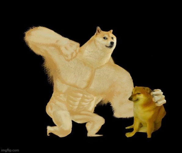 buff doge punching cheems | image tagged in buff doge punching cheems | made w/ Imgflip meme maker
