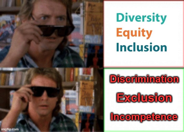 You have to see through the lies | Discrimination; Exclusion; Incompetence | image tagged in they live sunglasses | made w/ Imgflip meme maker