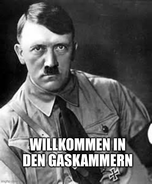 Adolf Hitler | WILLKOMMEN IN DEN GASKAMMERN | image tagged in adolf hitler | made w/ Imgflip meme maker