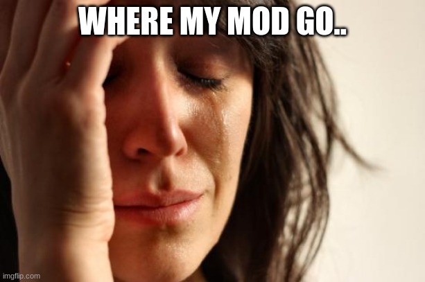 First World Problems Meme | WHERE MY MOD GO.. | image tagged in memes,first world problems | made w/ Imgflip meme maker