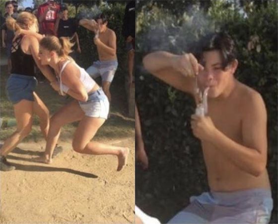 Man hitting a fat dab while women fight Blank Meme Template