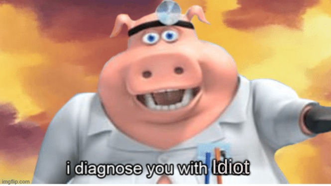I diagnose you with idiot | image tagged in i diagnose you with idiot | made w/ Imgflip meme maker