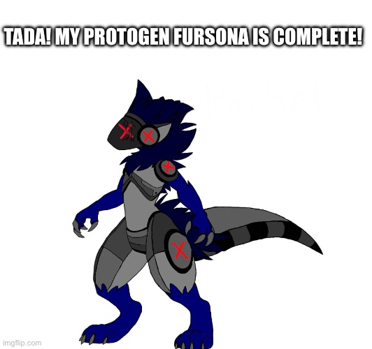base by Wingedwolf94 | TADA! MY PROTOGEN FURSONA IS COMPLETE! | image tagged in protogen,furry,toaster | made w/ Imgflip meme maker