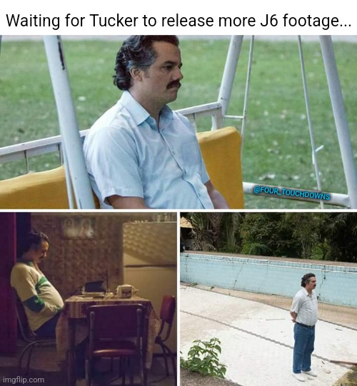 They got to him... | Waiting for Tucker to release more J6 footage... @FOUR_TOUCHDOWNS | image tagged in tucker carlson,censorship | made w/ Imgflip meme maker