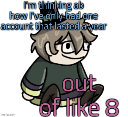 If i didn't delete it it'd be like 2 years old now | I'm thinking ab how I've only had one account that lasted a year; out of like 8 | image tagged in cracker | made w/ Imgflip meme maker