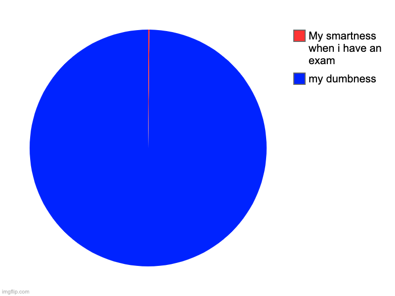 Anybody like this? | my dumbness, My smartness when i have an exam | image tagged in charts,pie charts | made w/ Imgflip chart maker