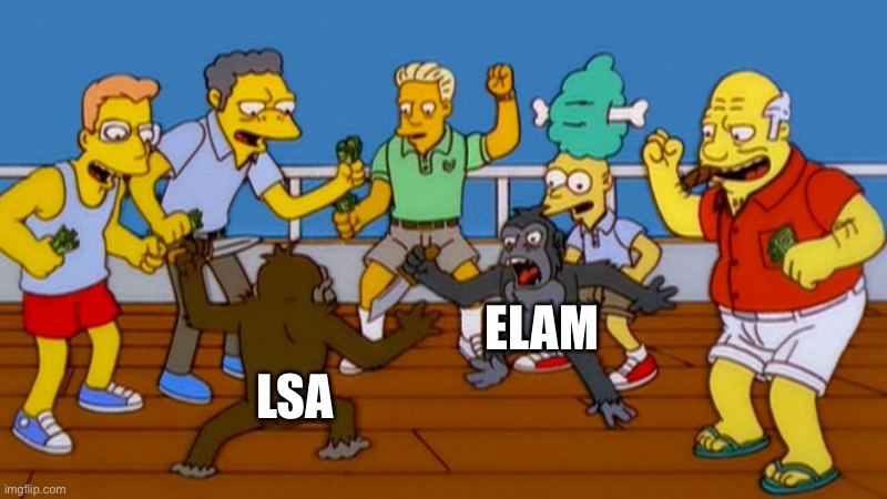 Fight | LSA; ELAM | image tagged in simpsons | made w/ Imgflip meme maker