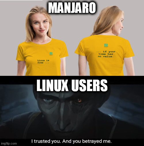 Manjaro VS Linux Users | MANJARO; LINUX USERS | image tagged in linux,funny,memes | made w/ Imgflip meme maker