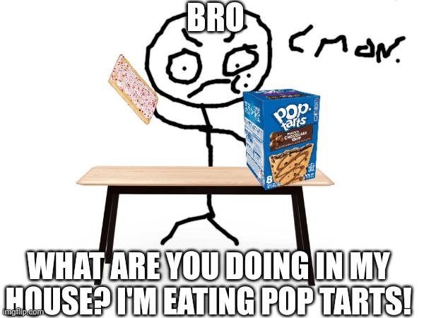 BRO; WHAT ARE YOU DOING IN MY HOUSE? I'M EATING POP TARTS! | made w/ Imgflip meme maker