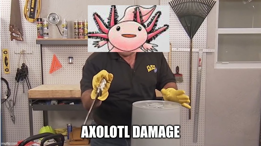 Axolotl damage | AXOLOTL DAMAGE | image tagged in phil swift that's a lotta damage flex tape/seal | made w/ Imgflip meme maker
