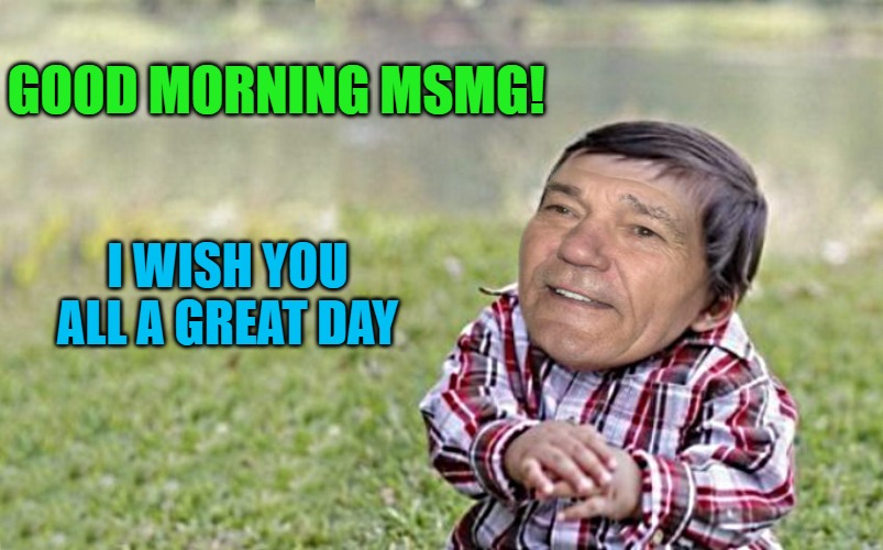 good morning! (which one) | GOOD MORNING MSMG! I WISH YOU ALL A GREAT DAY | image tagged in evil-kewlew-toddler,good morning | made w/ Imgflip meme maker