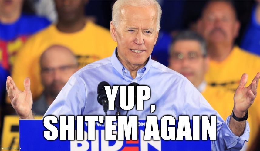 Shit Joe Biden Says | YUP, SHIT'EM AGAIN | image tagged in shit joe biden says | made w/ Imgflip meme maker