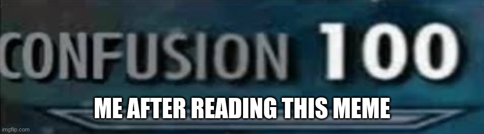 confusion 100 | ME AFTER READING THIS MEME | image tagged in confusion 100 | made w/ Imgflip meme maker