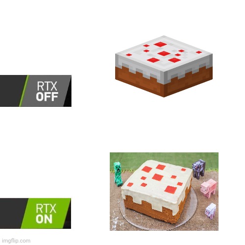 Minecraft Cake | image tagged in rtx,minecraft,cake,minecraft cake,memes,dessert | made w/ Imgflip meme maker