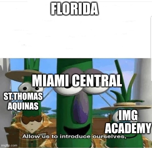 Allow us to introduce ourselves | FLORIDA MIAMI CENTRAL ST.THOMAS AQUINAS IMG
ACADEMY | image tagged in allow us to introduce ourselves | made w/ Imgflip meme maker