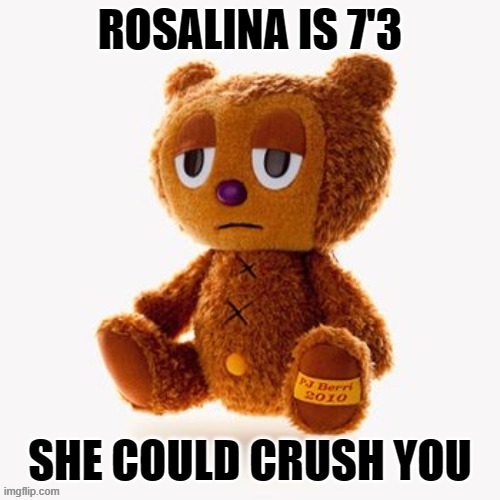 Pj plush | ROSALINA IS 7'3; SHE COULD CRUSH YOU | image tagged in pj plush | made w/ Imgflip meme maker