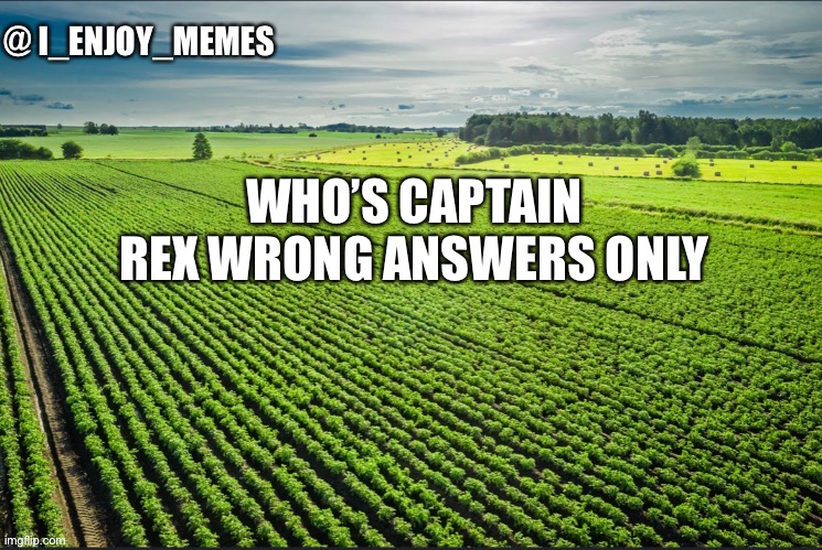 I_enjoy_memes_template | WHO’S CAPTAIN REX WRONG ANSWERS ONLY | image tagged in i_enjoy_memes_template | made w/ Imgflip meme maker