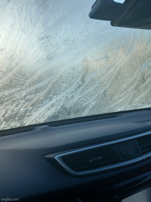 A photo I took of my cars windscreen frozen over | image tagged in photography | made w/ Imgflip meme maker