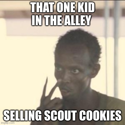 Look At Me | THAT ONE KID IN THE ALLEY; SELLING SCOUT COOKIES | image tagged in memes,look at me | made w/ Imgflip meme maker