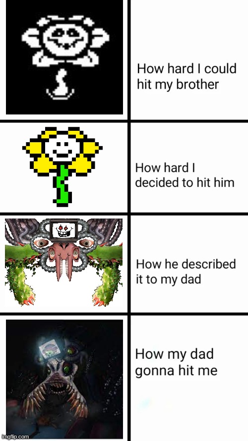 Axetale Flowey fr | image tagged in how hard i could hit my brother | made w/ Imgflip meme maker