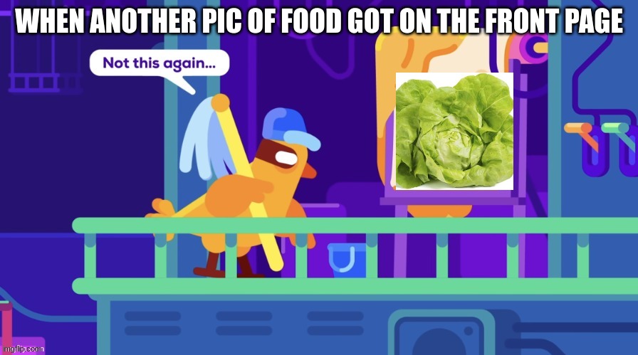 not this again | WHEN ANOTHER PIC OF FOOD GOT ON THE FRONT PAGE | image tagged in not this again | made w/ Imgflip meme maker