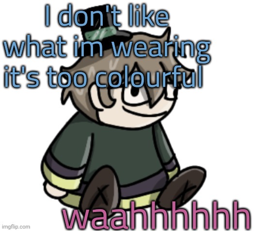 cracker | I don't like what im wearing it's too colourful; waahhhhhh | image tagged in cracker | made w/ Imgflip meme maker