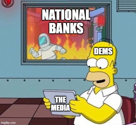 Follow the science | NATIONAL
 BANKS; DEMS; THE
MEDIA | image tagged in democrats,liberals,woke,taxpayers,leftists | made w/ Imgflip meme maker