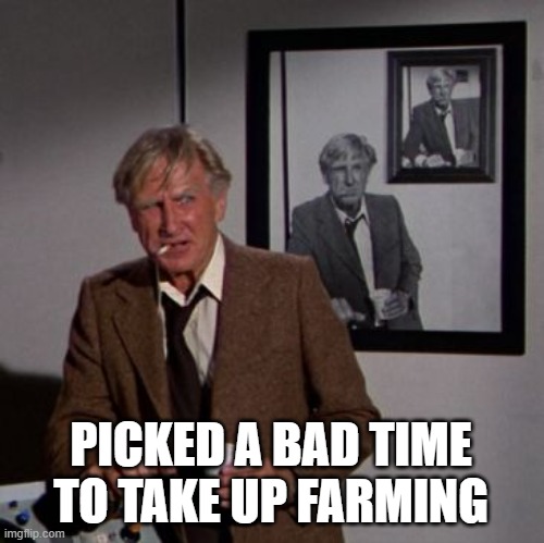 Steve McCroskey | PICKED A BAD TIME TO TAKE UP FARMING | image tagged in steve mccroskey | made w/ Imgflip meme maker