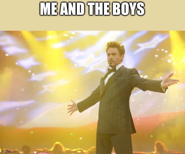 Tony Stark success | ME AND THE BOYS | image tagged in tony stark success | made w/ Imgflip meme maker