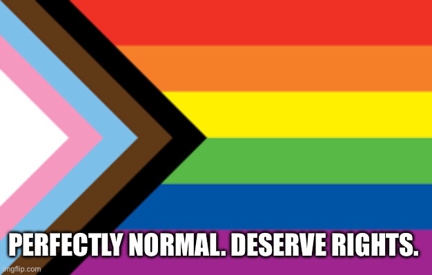 Seeing how this stream reacts | PERFECTLY NORMAL. DESERVE RIGHTS. | image tagged in pride flag | made w/ Imgflip meme maker