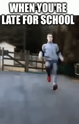 animated pictures of running late to school