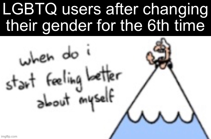 LGBTQ users after changing their gender for the 6th time | made w/ Imgflip meme maker