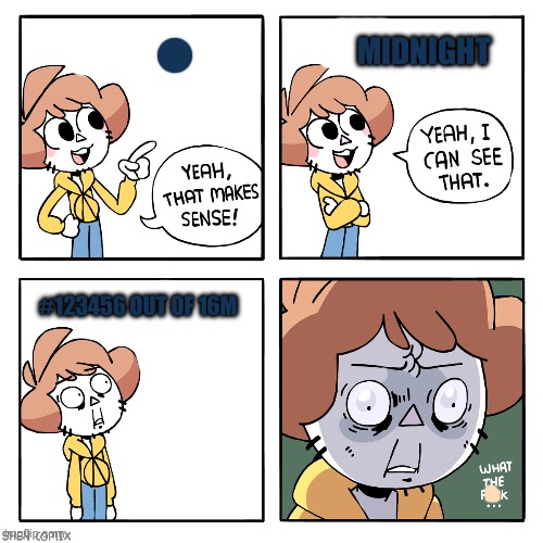 Yes | MIDNIGHT; #123456 OUT OF 16M | image tagged in shen comix colors | made w/ Imgflip meme maker