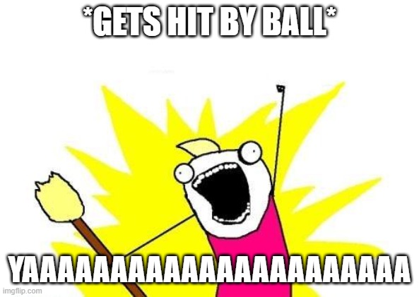 X All The Y Meme | *GETS HIT BY BALL*; YAAAAAAAAAAAAAAAAAAAAAA | image tagged in memes,x all the y | made w/ Imgflip meme maker