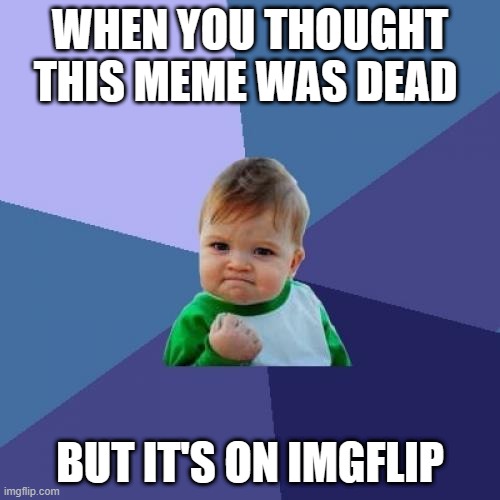 success kid meme | WHEN YOU THOUGHT THIS MEME WAS DEAD; BUT IT'S ON IMGFLIP | image tagged in memes,success kid | made w/ Imgflip meme maker