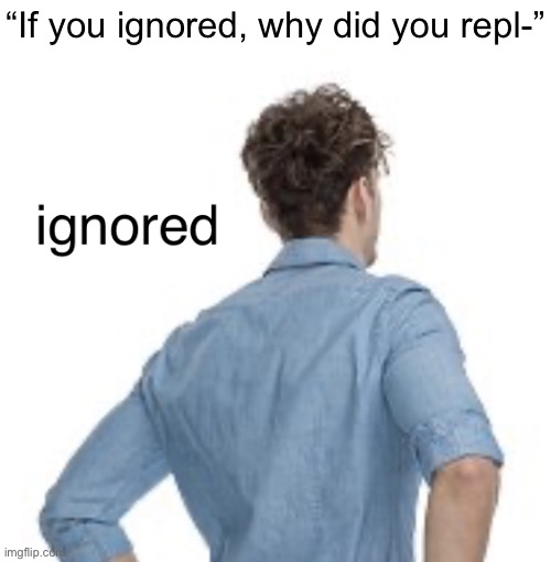 ignored | “If you ignored, why did you repl-” | image tagged in ignored | made w/ Imgflip meme maker