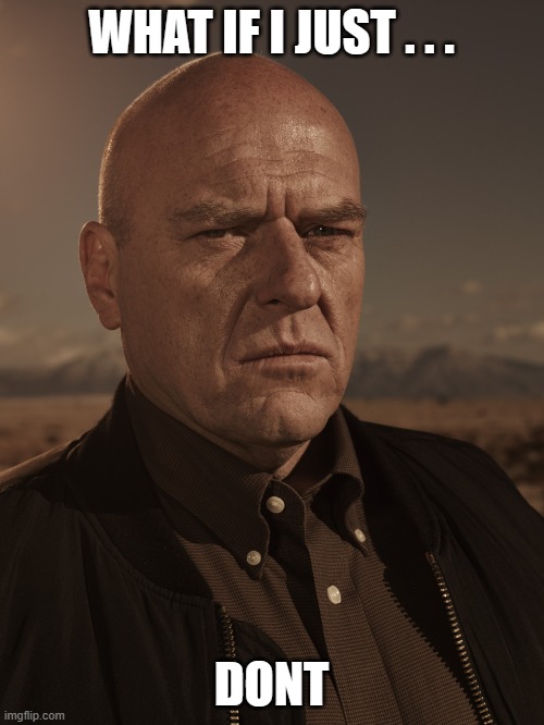 Hank Schrader - Breaking Bad - Dean Norris | WHAT IF I JUST . . . DONT | image tagged in hank schrader - breaking bad - dean norris | made w/ Imgflip meme maker