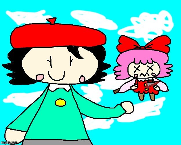 Adeleine and Ribbon fanart (because I'm bored) | image tagged in kirby,gore,blood,fanart,parody,cute | made w/ Imgflip meme maker