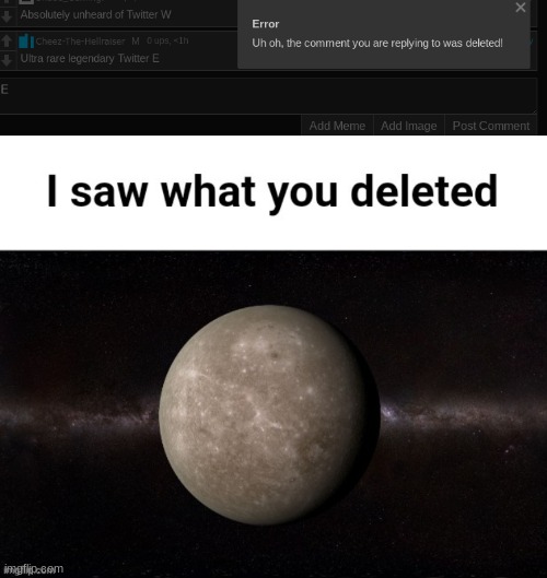 image tagged in mercury i saw what you deleted | made w/ Imgflip meme maker