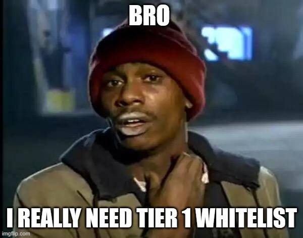 Y'all Got Any More Of That Meme | BRO; I REALLY NEED TIER 1 WHITELIST | image tagged in memes,y'all got any more of that | made w/ Imgflip meme maker