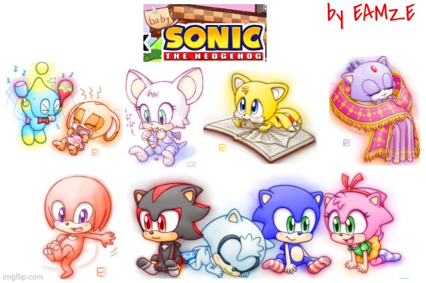 baby Sonic the Hedgehog by EAMZE | by EAMZE | image tagged in white,sonic the hedgehog,baby sonic the hedgehog,sega,eamze | made w/ Imgflip meme maker