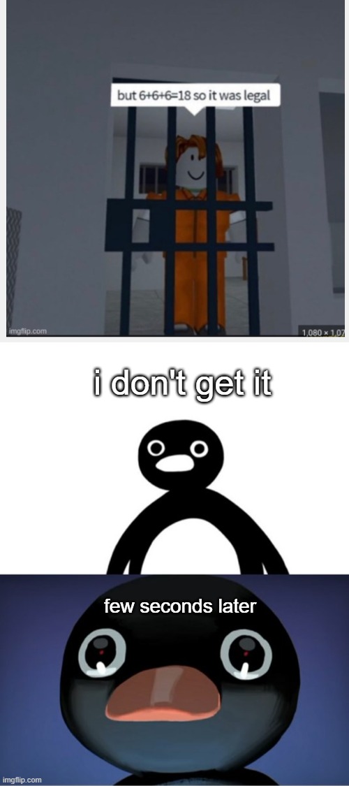 my reaction to that information | i don't get it; few seconds later | image tagged in telepurte noot noot | made w/ Imgflip meme maker