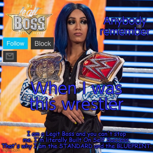 Sasha Banks template V2 | Anybody remember; When I was this wrestler | image tagged in sasha banks template v2 | made w/ Imgflip meme maker