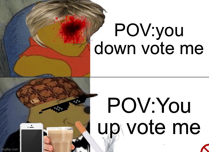 Tuxedo Winnie The Pooh Meme | POV:you down vote me; POV:You up vote me | image tagged in memes,tuxedo winnie the pooh | made w/ Imgflip meme maker