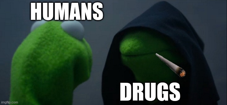 Evil Kermit | HUMANS; DRUGS | image tagged in memes,evil kermit | made w/ Imgflip meme maker