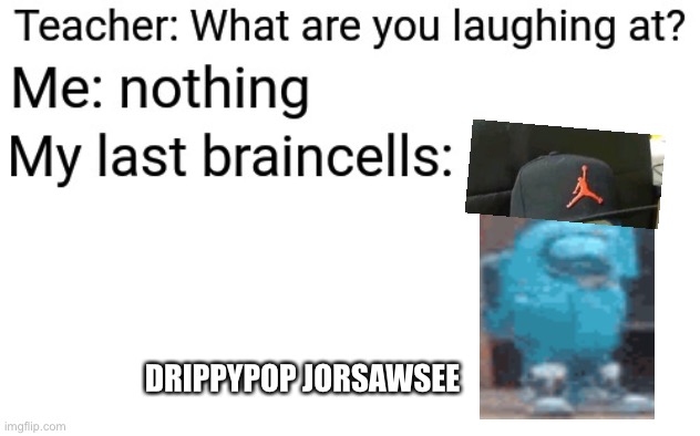 My last braincells | DRIPPYPOP JORSAWSEE | image tagged in my last braincells | made w/ Imgflip meme maker