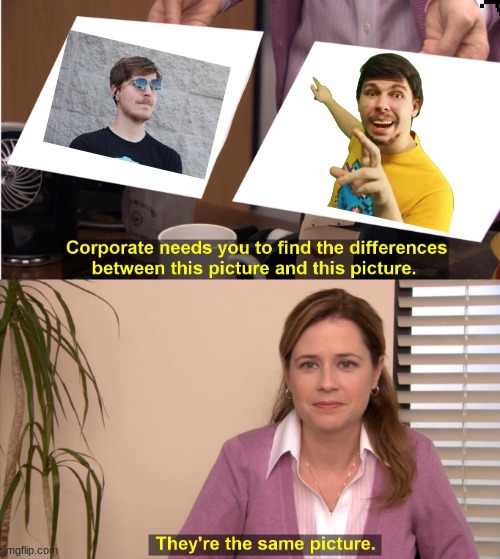 what people think | image tagged in memes,they're the same picture,mrbeast,mrbreast,funny memes | made w/ Imgflip meme maker